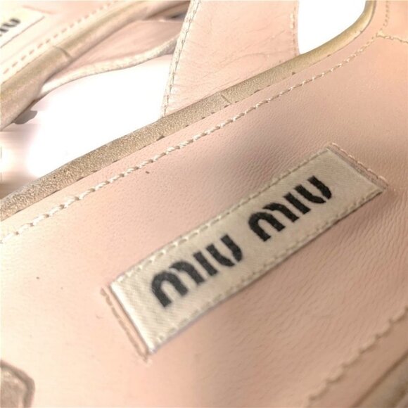 MIU MIU designer leather stones faux diamonds sandals - Picture 9 of 10